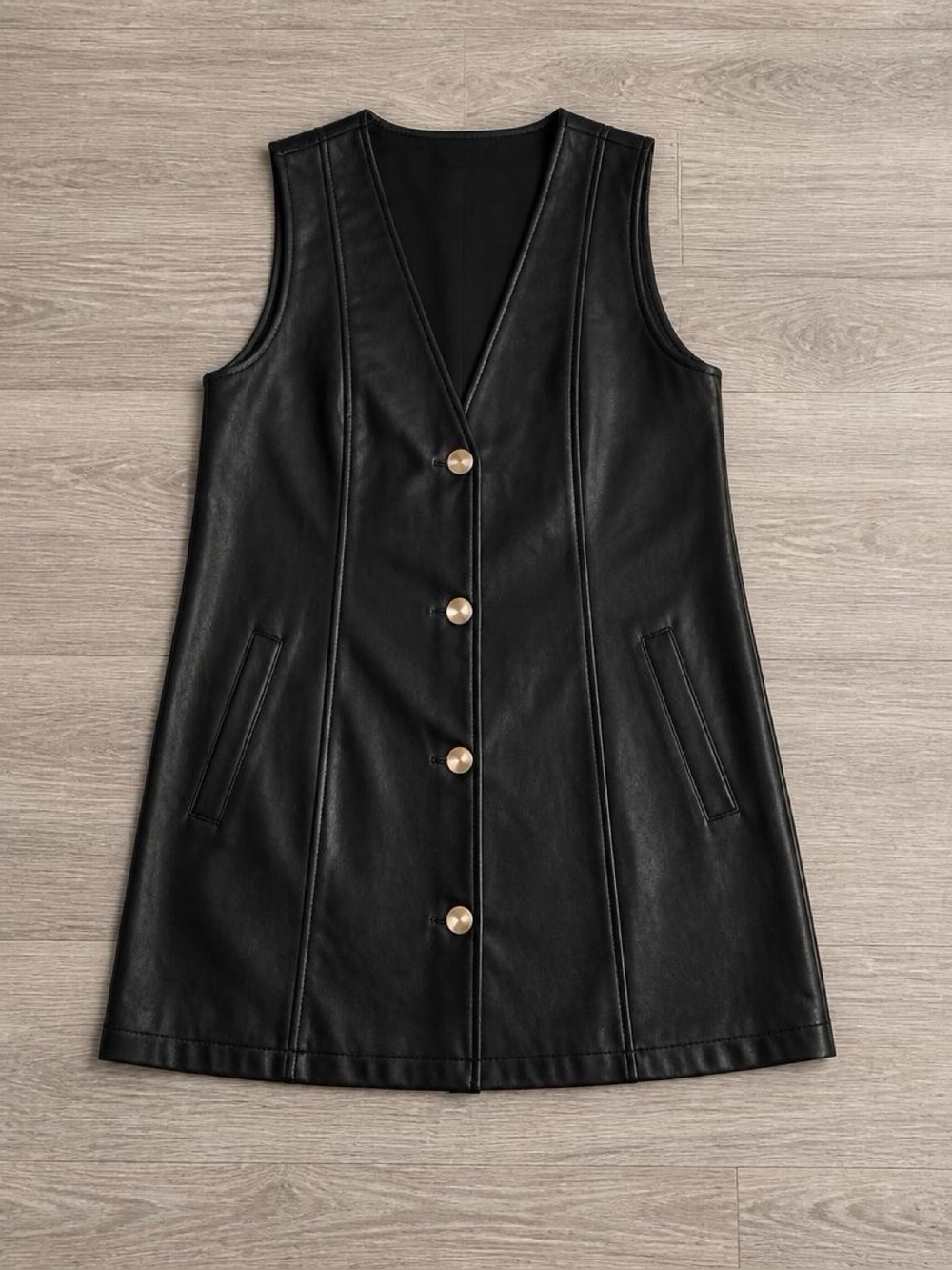 Nasty Gal Black Faux Leather Sleeveless Vest